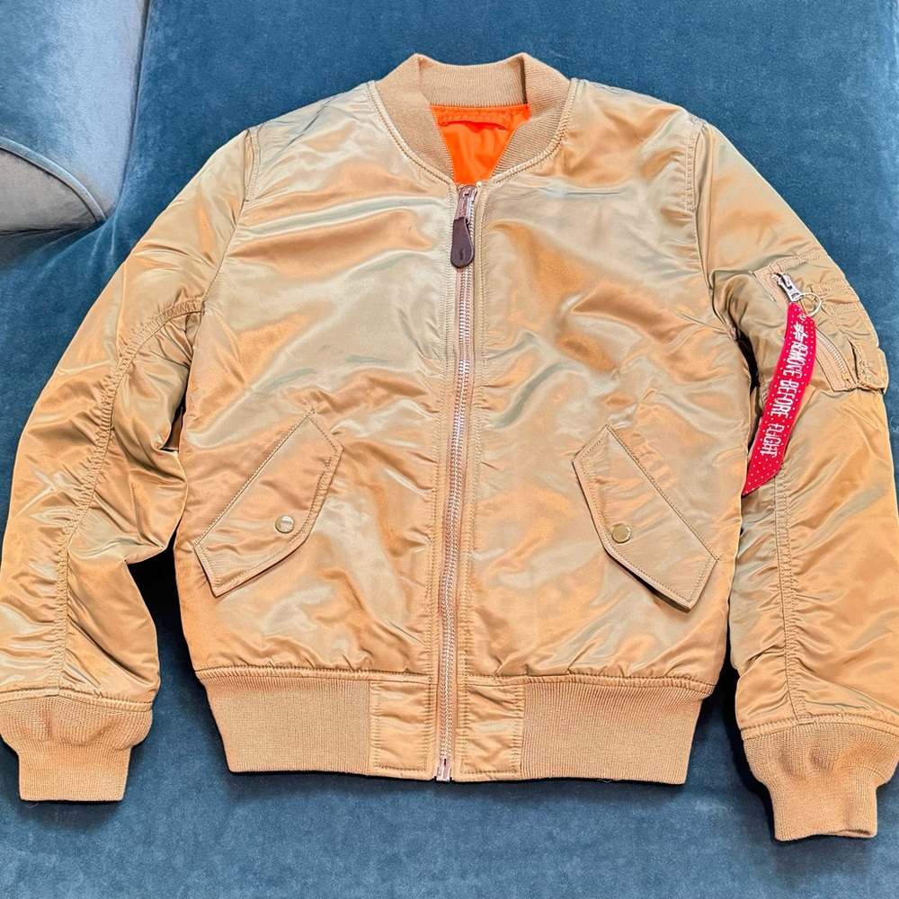 Alpha Industries Reversible Aviator Jacket in Olive/Orange